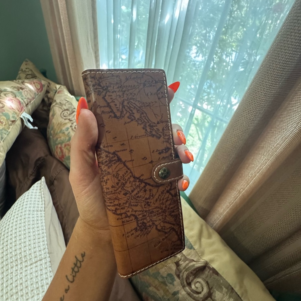 Patricia Nash Brown Map Print Wallet